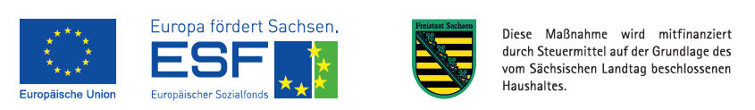 Logo ESF und Landeswappen Land Sachsen